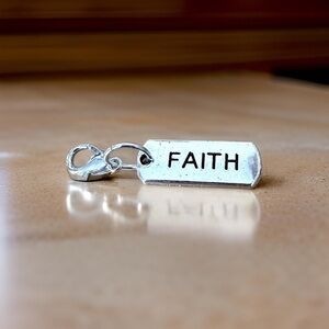 🔴 5 for $10 ONE FAITH Silver Tone Inspirational Word Charm Lobster Clasp